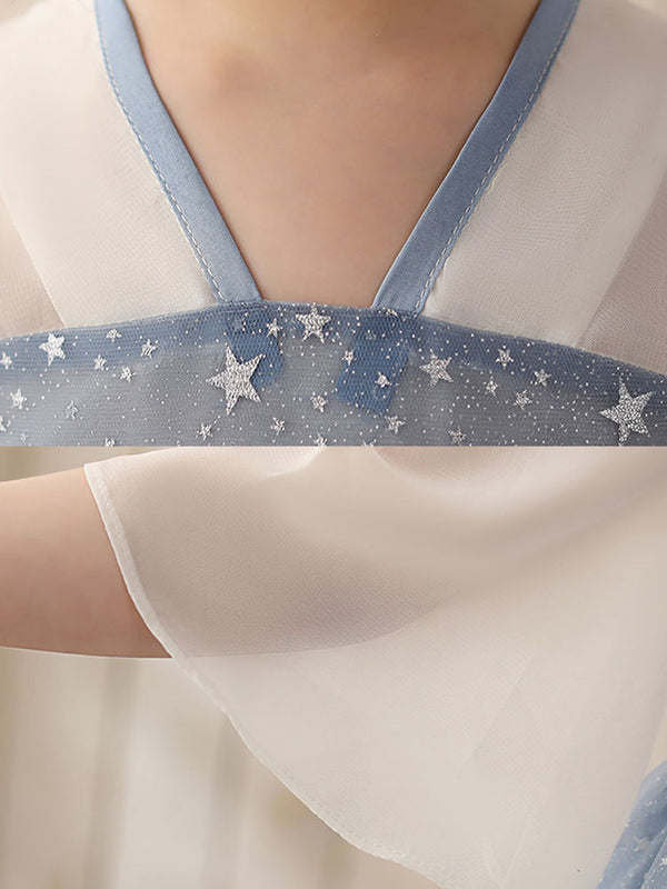 Girls' Ancient Costume Autumn/Winter National Style Tang Dress Princess Starry Sky Dress - Dorabear