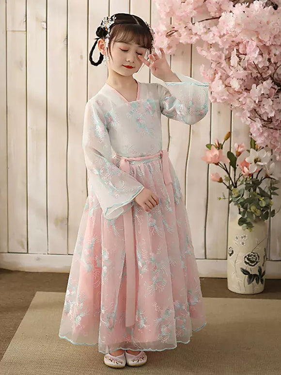 Girls' Ancient Costume Tang Dress Autumn/Winter Oriental Style Tang Suit - Dorabear