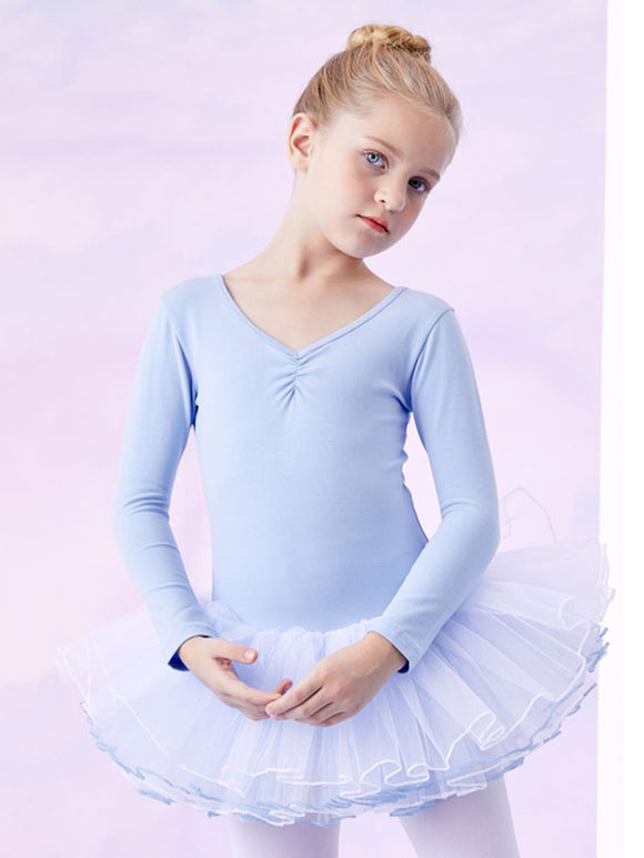 Autumn/Winter Ballet V-neck Long-sleeved Dress Dance Training Clothes - Dorabear