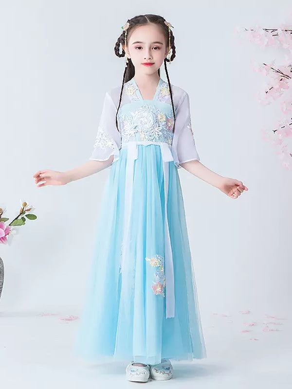 Girls' Autumn/Winter Han National Style Dress Oriental Element Tang Suit - Dorabear