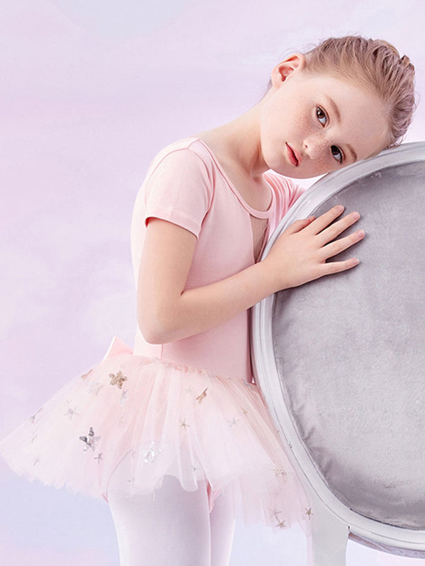 Ballet Fluffy Skirt Summer Short Sleeve Dress Dance Practice Clothes - Dorabear