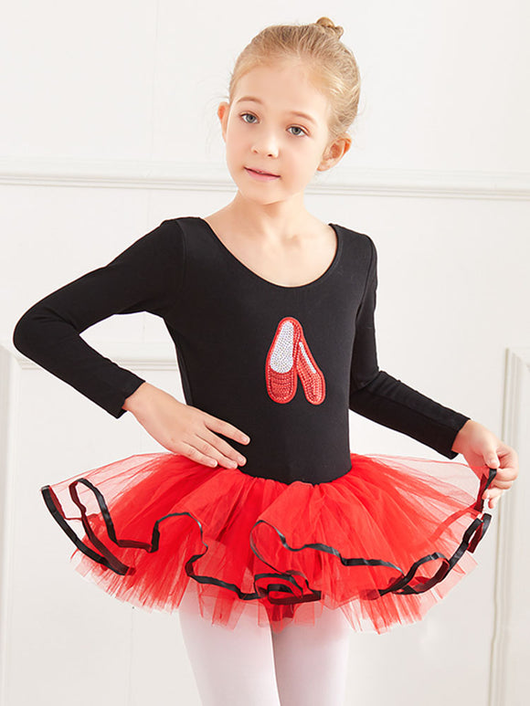 Embroidered Dance Dress Autumn/Winter Long Sleeved Ballet Clothes - Dorabear