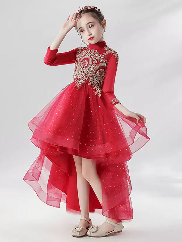 Girls' Evening Gown National Style Puffy Performance Costume Flower Girl Princess Dress - Dorabear