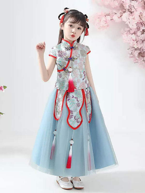 Girls' Hanfu National Style Ancient Dress Performance Costume Oriental Elements Cheongsam - Dorabear