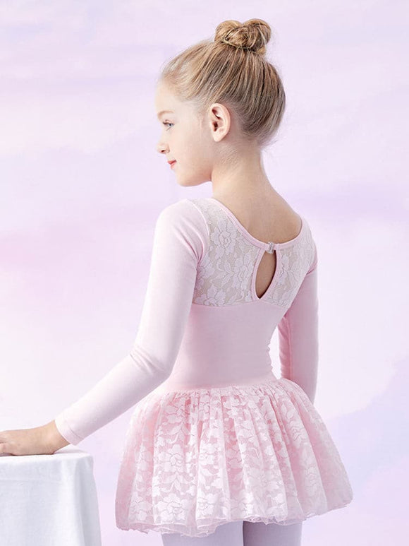 Lace Stitching Exercise Clothes Autumn/Winter Long-sleeved Ballet Dress - Dorabear