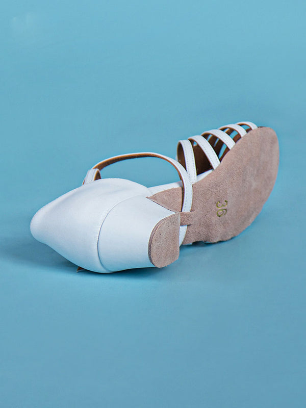 Microfiber PU Soft Sole Latin Dance Shoes for Beginners White Dance Shoes - Dorabear