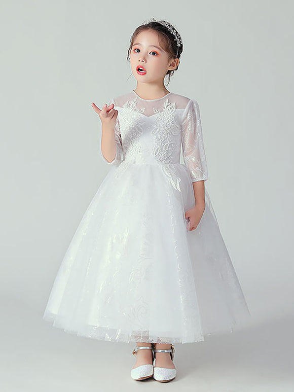 Girls' Puffy Princess Dress Wedding Gown Flower Kid's Performance Costume - Dorabear