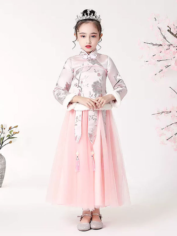 Girls' Thickened Tang CostumeTwo-piece Suits ancient Dress National Style Performance Costume - Dorabear