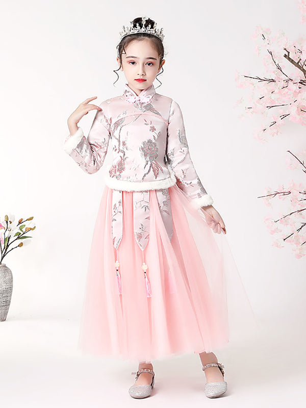 Girls' Thickened Tang CostumeTwo-piece Suits ancient Dress National Style Performance Costume - Dorabear