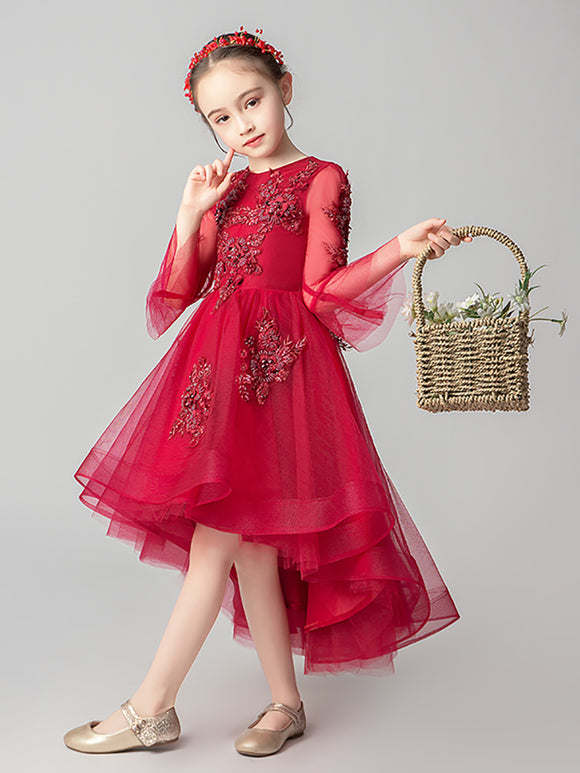 Girls' Western-style Show Evening Gown Flower Kid's Wedding Dress Puffy Princess Costume - Dorabear