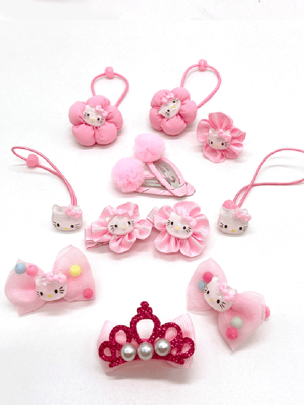 Headwear Gift Box Set Pink Hairpin Flower Lace Rubber Band Hair Accessories - Dorabear
