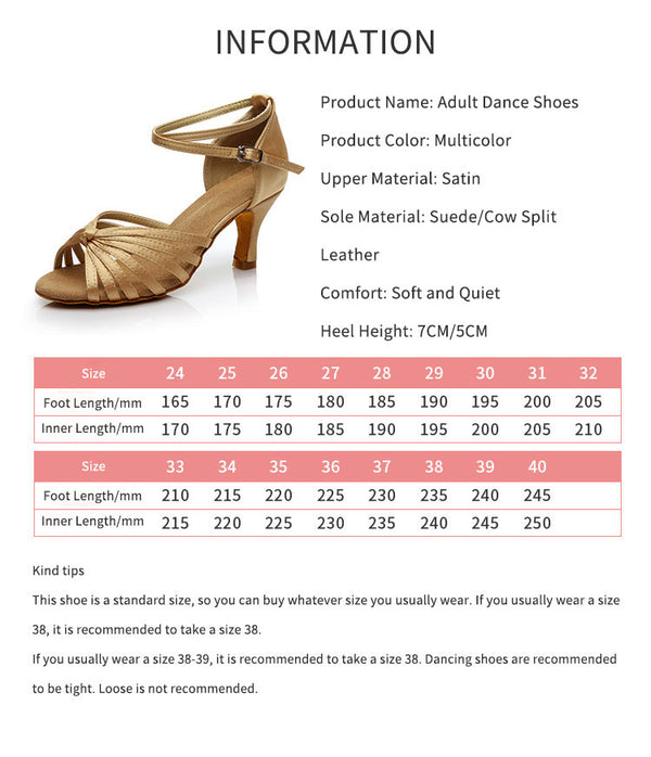 High Heel Latin Dance Shoes Satin Soft Sole Dance Shoes Exercise Shoes - Dorabear
