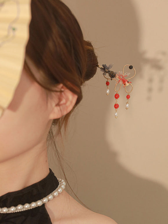 Koi Hairpin Coiled Hair Accessories Ancient Style Cheongsam Hanfu Headwear - Dorabear