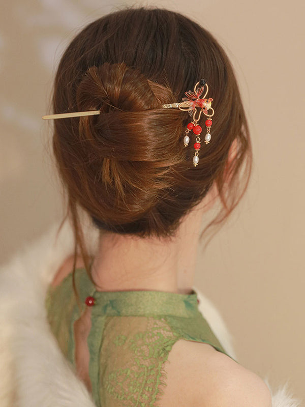 Koi Hairpin Coiled Hair Accessories Ancient Style Cheongsam Hanfu Headwear - Dorabear