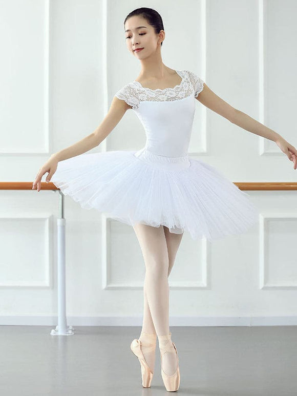 Lace Embroidery Gymnastics One-piece Suit Dance Leotard Ballet Practice Clothes - Dorabear