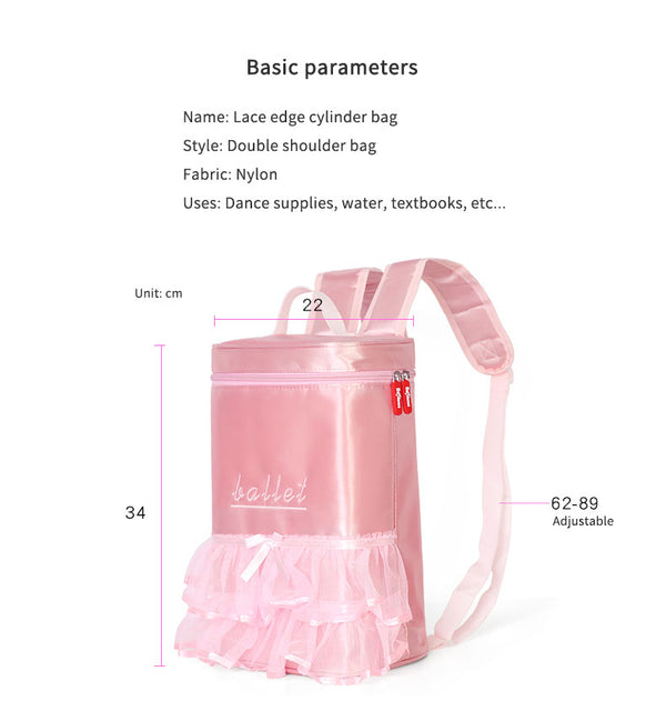 Large Capacity Dance Bag Lace Edge Cylinder Dual-purpose Bag - Dorabear