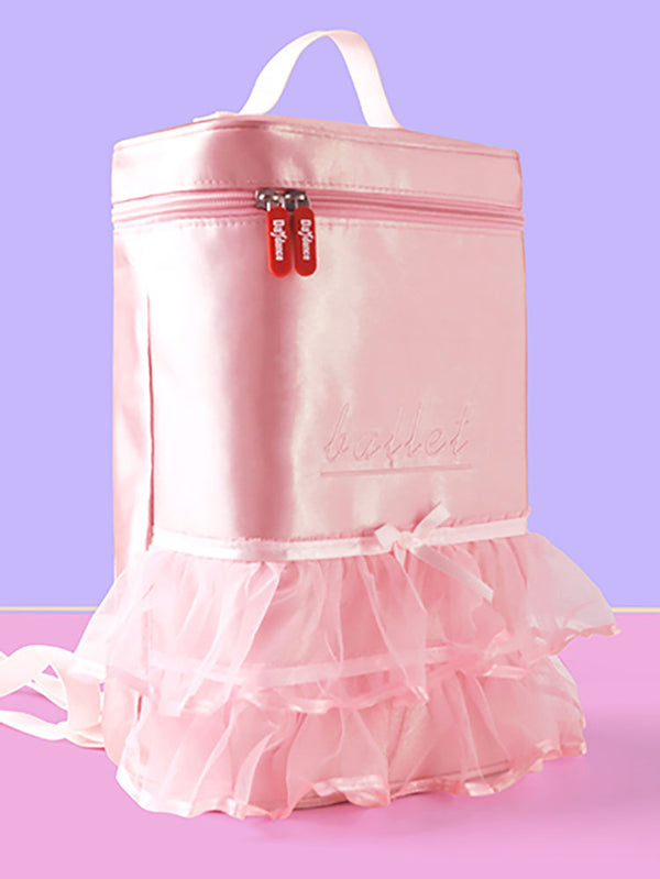 Large Capacity Pizzo Cylinder Dance Bag Lace Backpack Ballet Tote Bag - Dorabear