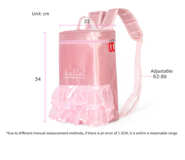 Large Capacity Pizzo Cylinder Dance Bag Lace Backpack Ballet Tote Bag - Dorabear