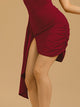 Latin Dance Skirt Training Bottom Irregular Side Pleated Hip Wrap Skirt - Dorabear