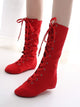 Lengthened Canvas Jazz Dance Shoes High Top Training Jazz Boots - Dorabear