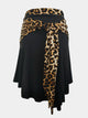 Leopard Print Contrast Color Front Slit Latin Dance Skirt Exercise Bottoms - Dorabear