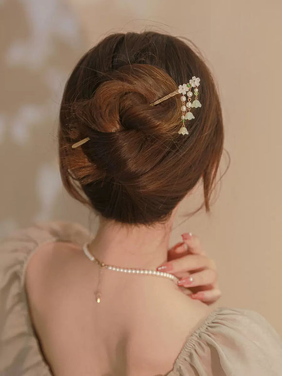 Lily-of-the-valley Tassel Hairpin Plate Hair Step Shake Ancient Style Cheongsam Accessories - Dorabear