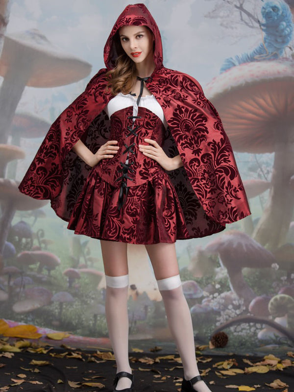 Print Dress Big Bad Wolf Fairy Tale Character Costume - Dorabear