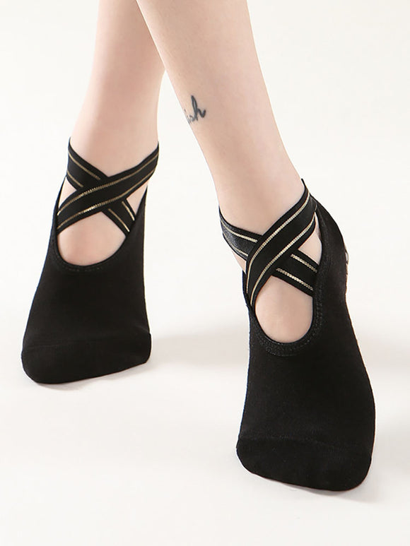 Non-slip Cross Strap Yoga Socks Pure Cotton Ballet Dance Socks - Dorabear