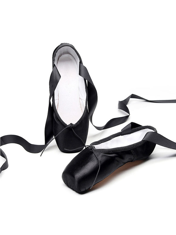 Satin Ballet Shoes Exercise Performance Shoes Hard Sole Pointe Shoes - Dorabear