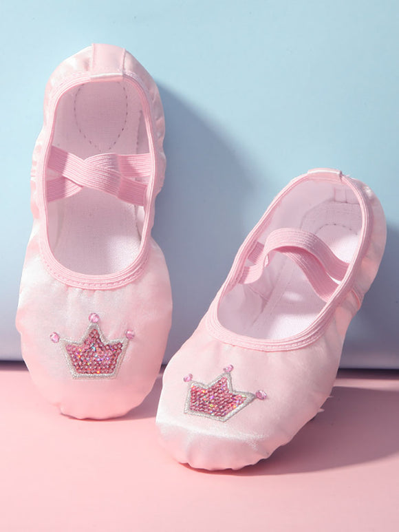 Satin Embroidered Crown Cat Claw Shoes Ballet Training Shoes - Dorabear