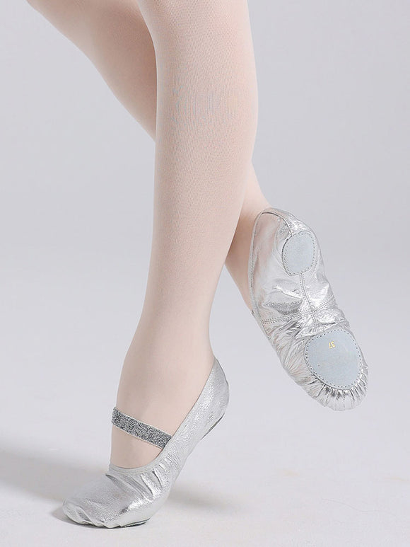 Silver Soft Sole Leather Training Shoes Cat Claw Ballet Shoes - Dorabear