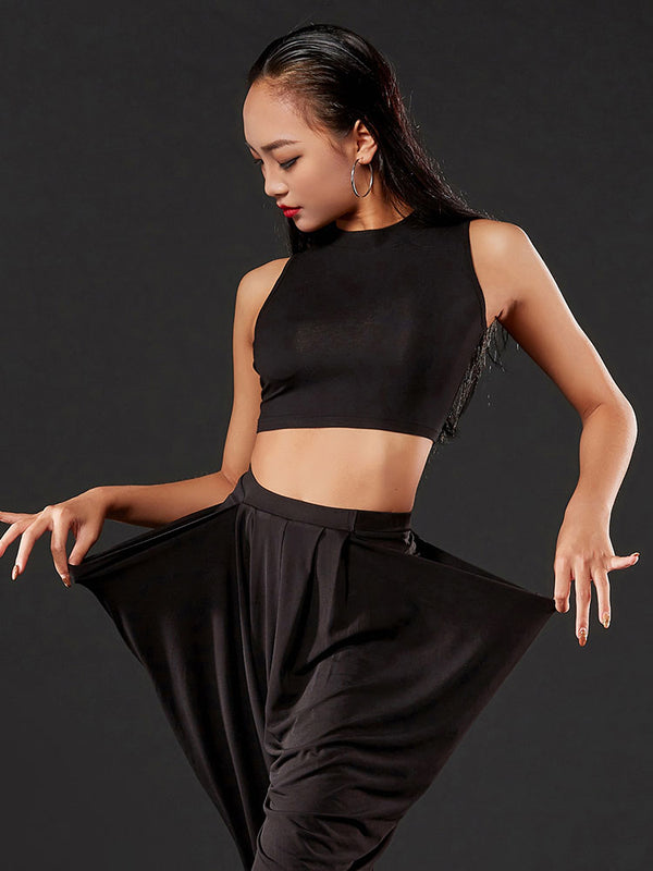 Sleeveless High Waist Top Latin Dance Practice Clothes I-shaped Vest - Dorabear