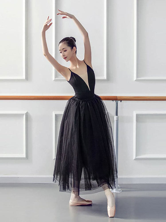 Sling Large V-shaped Gymnastic Clothes Ballet Training Clothes One-piece Dance Dress - Dorabear