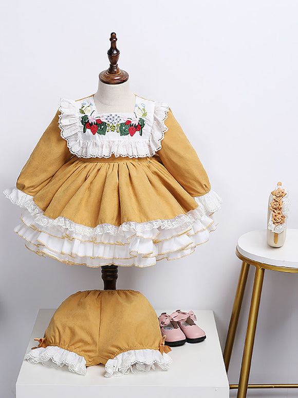 Small Strawberry Embroidered Spanish Suit Lolita Palace Princess Dress - Dorabear