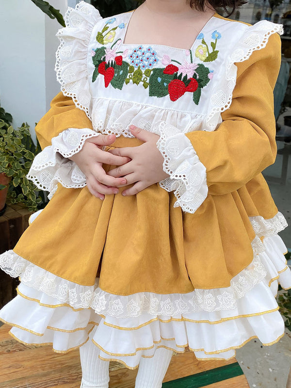 Small Strawberry Embroidered Spanish Suit Lolita Palace Princess Dress - Dorabear