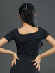 Square Neck Short Sleeve Slim Top Latin Dance Practice Clothes - Dorabear
