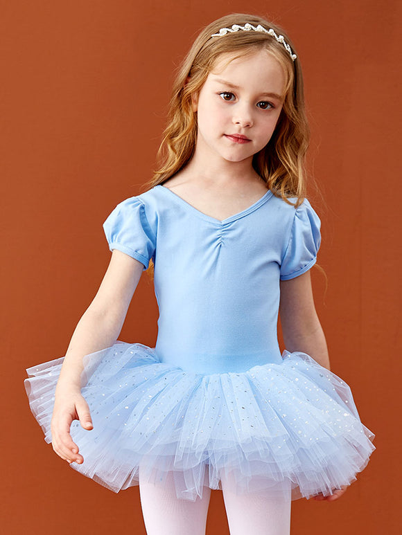 Summer Ballet Mesh Bow Short Sleeve Dress Practice Clothes - Dorabear