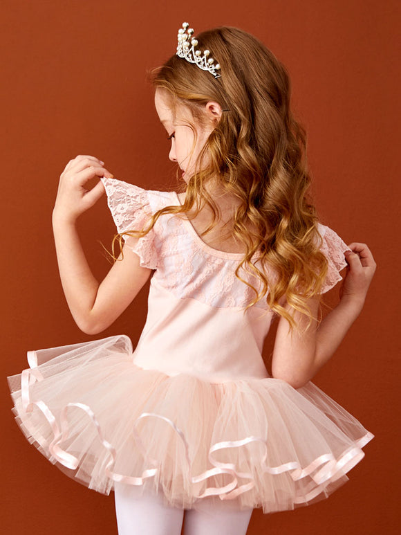 Summer Lace Short Sleeve U Neck Backless Ballet Dress - Dorabear
