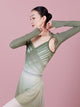 Summer V-neck Sling Pleated Gradient Ballet Practice Leotard - Dorabear