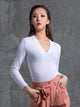 V-Neck Long Sleeve Bottoming Shirt Latin Dance Top Training Wear - Dorabear