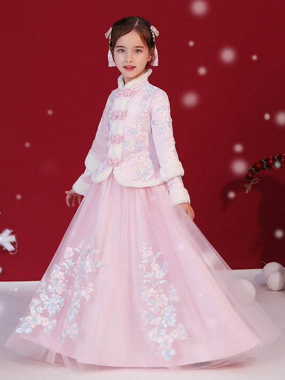 Winter Girl's National Style Thickened Tang Suit Stage Performance Costume - Dorabear