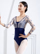 Ballet Mid-Sleeve Leotard Embroidered Mesh V-Neck Stitching Exercise Clothing - Dorabear