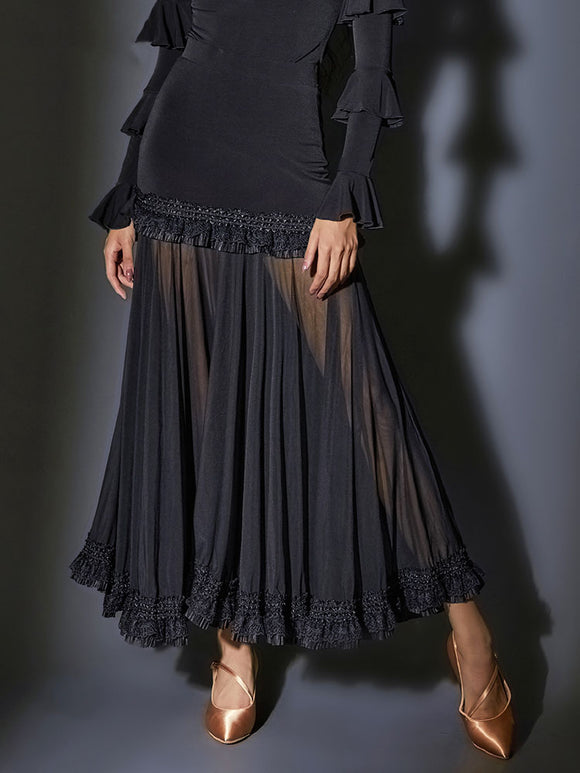 Lace Decorative Pack Hip Splicing Mesh Oversized Skirt Modern Skirt - Dorabear