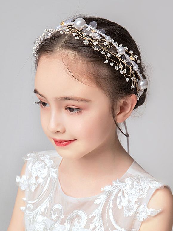 Wreath Headwear Flower Crown Crystal Headband Pearl Hair Accessories - Dorabear
