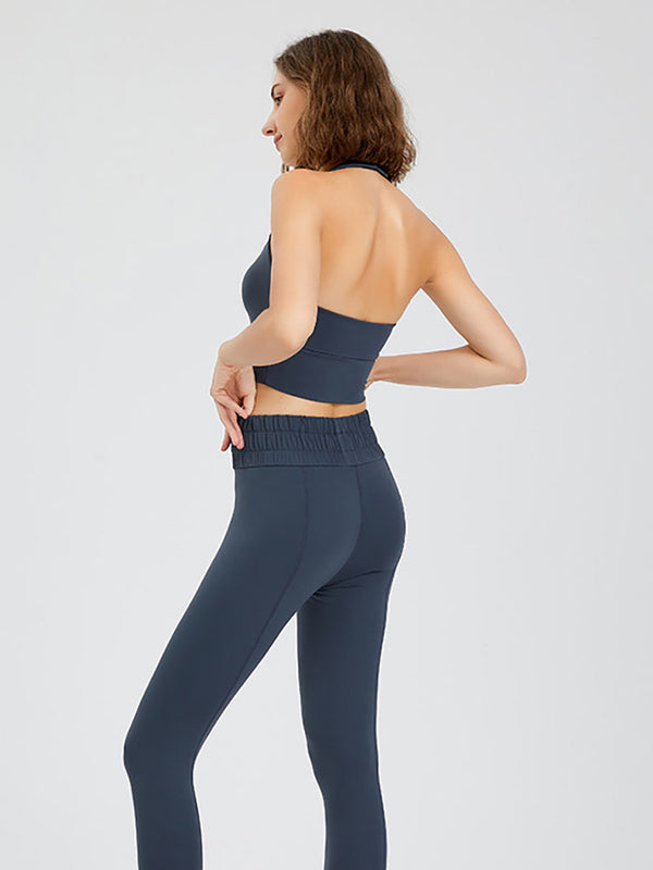 Zipper Halter Dance Underwear Shockproof Wide Strap Yoga Vest - Dorabear