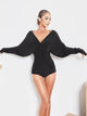 Autumn/Winter V-neck Bat Sleeve One-piece Latin Dance Leotard Training Clothes - Dorabear