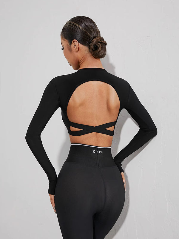 Backless Cross Band Design Latin Dance with Underwear Top Practice Clothes - Dorabear