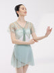Ballet Dance Drawstring Flare Sleeve Lace Blouse Dance Short Top - Dorabear