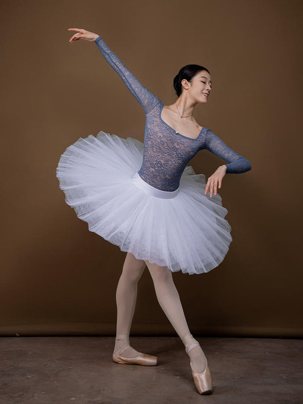 Ballet Dance Long Sleeved Leotard Lace Pearl Backless Training Clothes - Dorabear - The Dancewear Store Online 