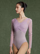 Ballet Dance Long Sleeved Practice Suit Fake Two-piece V-Neck Leotard - Dorabear - The Dancewear Store Online 